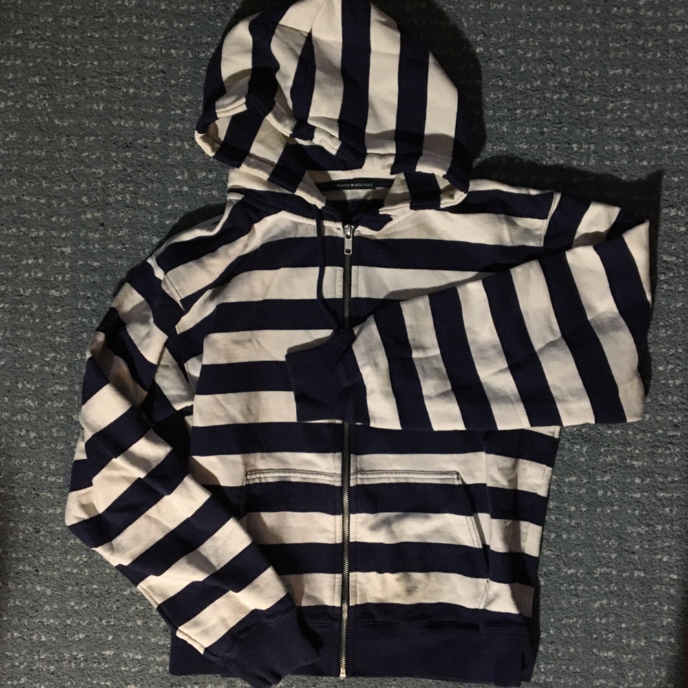 Striped Navy Brandy Melville Zip Hoodie